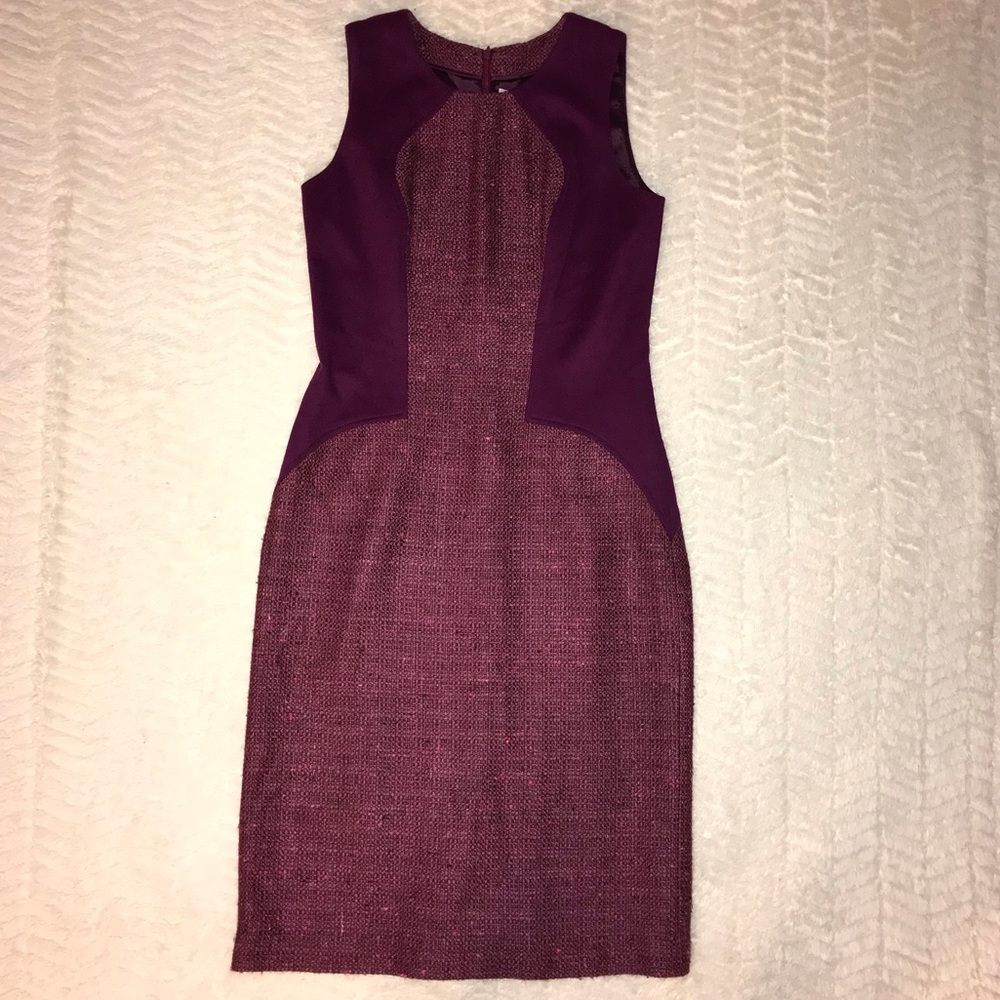 Carolina Herrera Tweed & Ponte Sheath Amethyst